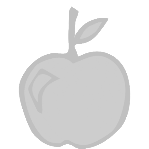 A cartoon apple being bitten 