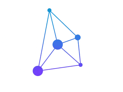 Animation of illustrated nodes in a network, pushing and pulling each other